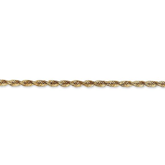 2.75mm, 14k Yellow Gold Light Diamond Cut Rope Chain Bracelet, 7 Inch - Picture 2 of 6